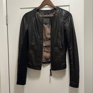 Mackage Black Leather Jacket. Size Small